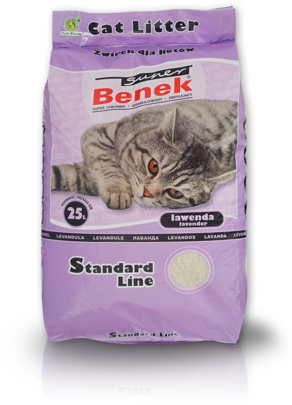 Roztrhnutý obal – Stelivo pre mačky Super Benek Lavender (viac ako 50 % bezchybného obsahu)