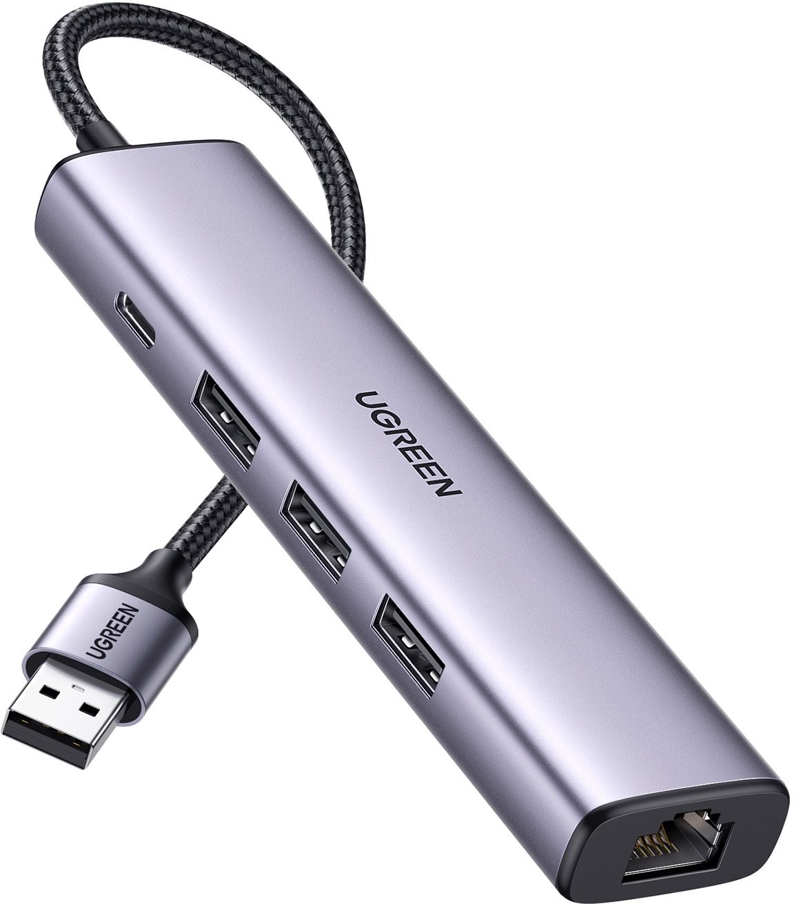 UGREEN USB 3.0 to 3× USB 3.0 + RJ45 (1000M) Ethernet Adapter Type-C Power Supply