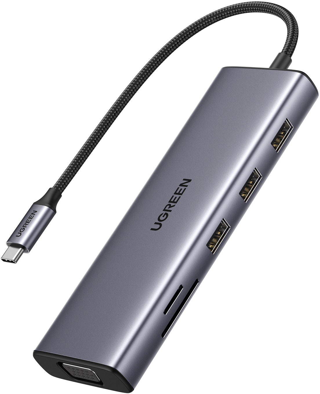 UGREEN 9-in-1 USB-C to HDMI/3× USB 3.0/VGA/RJ45/SD/TF/PD100 W