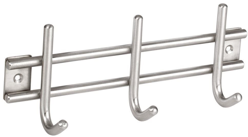 WALTECO Vešiaková lišta 220 × 85 mm 3 háčiky, nerez