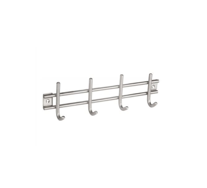 WALTECO Vešiaková lišta 300 × 85 mm 4 háčiky, nerez