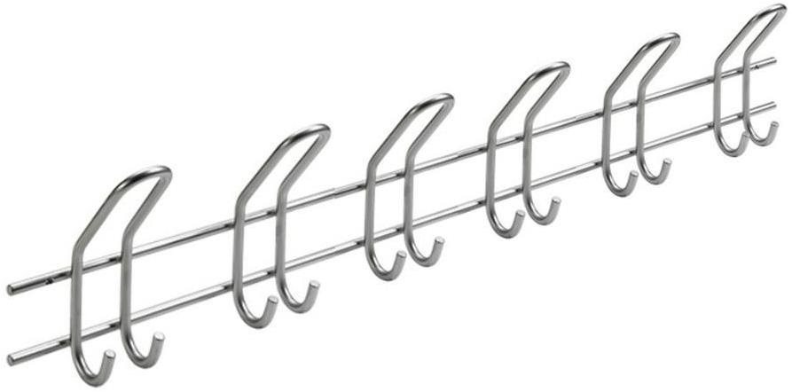 WALTECO Vešiaková lišta 795 × 142 mm 6 dvojhákov, sivá