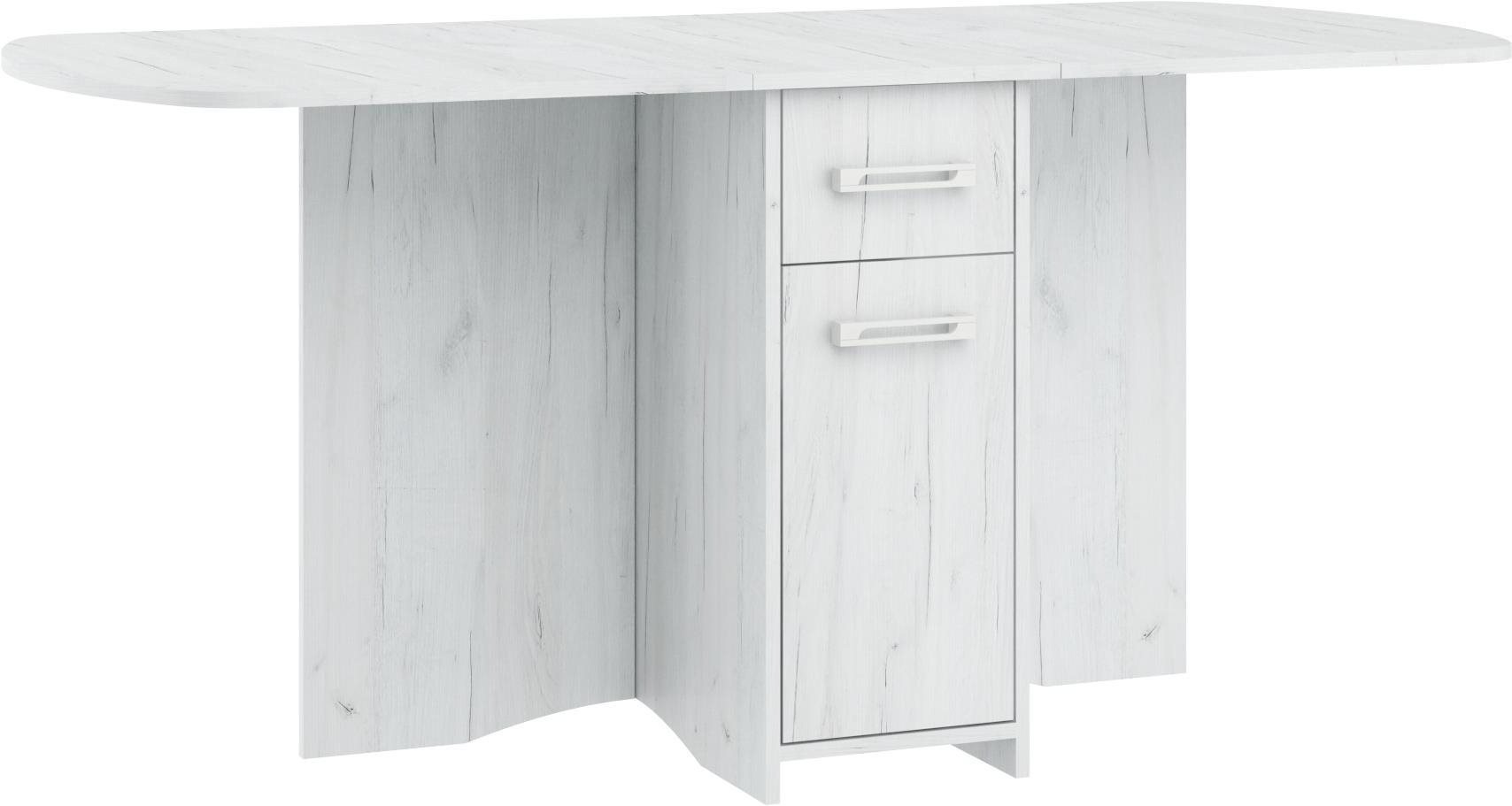 Sklápací jedálenský stôl LORENA X v dekore kraft biel