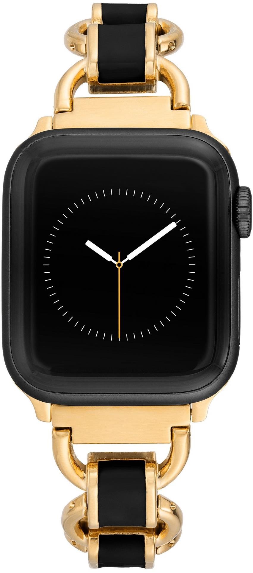 Anne Klein Remienok čierny smalt na Apple Watch 42 mm/44 mm/45 mm/49 mm zlatý