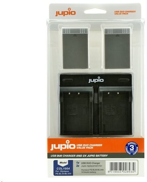 Súprava Jupio 2× batérie BLS5/BLS50 – 1 210 mAh a duálna nabíjačka na Olympus