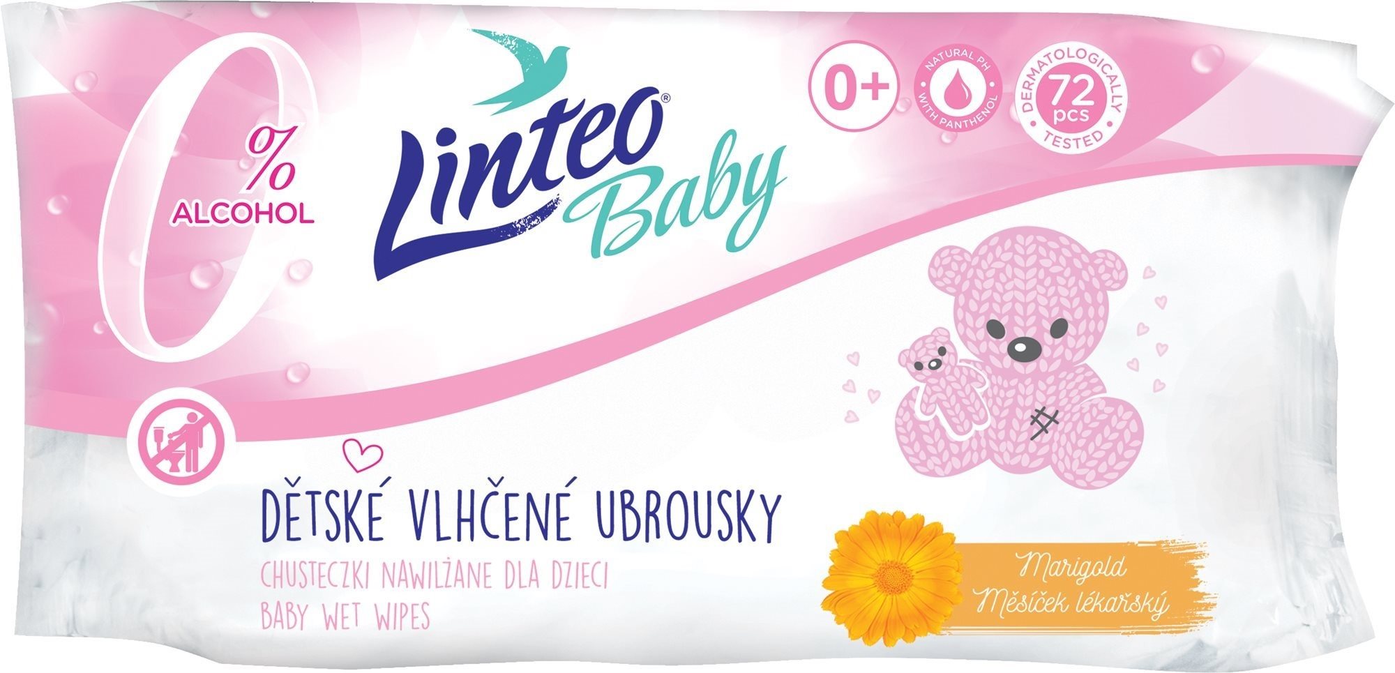 LINTEO Baby obrúsky s nechtíkom lekárskym 72 ks