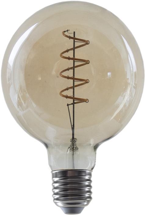 LED Spiral Filament žiarovka Globe G95 Amber 4 W / 230 V / E27 / 1800K / 270 Lm / 360° / Dim